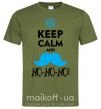 Мужская футболка Keep calm and ho-ho-ho Оливковый фото