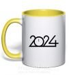 Чашка з кольоровою ручкою Напис 2024 рік Сонячно жовтий фото