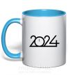 Чашка з кольоровою ручкою Напис 2024 рік Блакитний фото