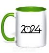 Чашка з кольоровою ручкою Напис 2024 рік Зелений фото