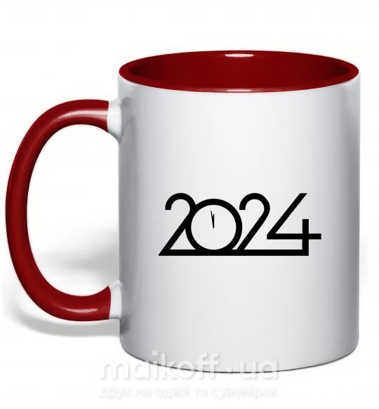 Чашка з кольоровою ручкою Напис 2024 рік Червоний фото
