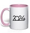 Чашка з кольоровою ручкою Напис 2024 рік Ніжно рожевий фото