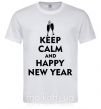 Чоловіча футболка Keep calm and happy New Year glasses Білий фото