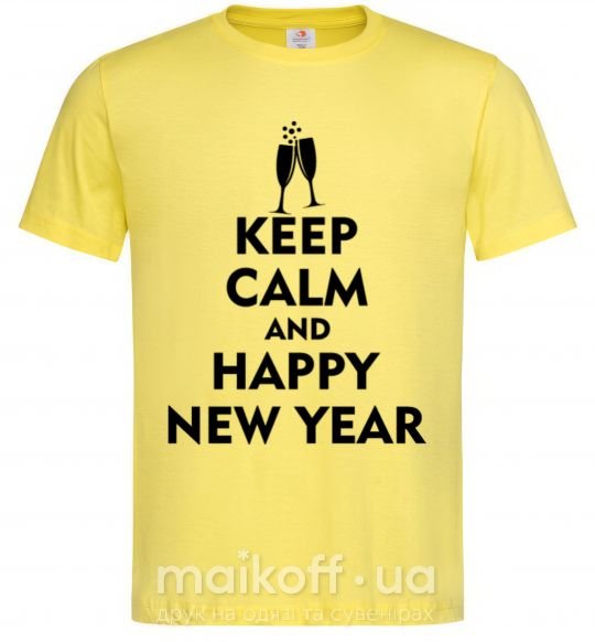 Чоловіча футболка Keep calm and happy New Year glasses Лимонний фото