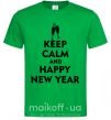 Мужская футболка Keep calm and happy New Year glasses Зеленый фото