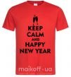Чоловіча футболка Keep calm and happy New Year glasses Червоний фото