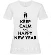Женская футболка Keep calm and happy New Year glasses Белый фото