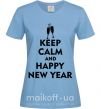 Женская футболка Keep calm and happy New Year glasses Голубой фото