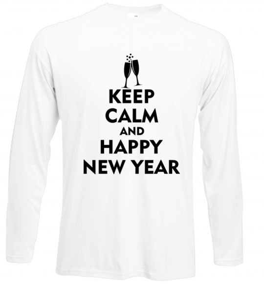 Реглан Keep calm and happy New Year glasses Белый фото