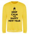 Світшот Keep calm and happy New Year glasses Сонячно жовтий фото