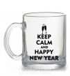 Чашка стеклянная Keep calm and happy New Year glasses Прозрачный фото