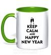 Чашка з кольоровою ручкою Keep calm and happy New Year glasses Зелений фото