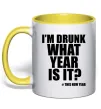 Чашка з кольоровою ручкою I am drunk, what year is it? #it's New Year Сонячно жовтий Чашка з кольоровою ручкою I am drunk, what year is it? #it's New Year Сонячно жовтий фото