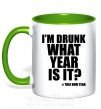 Чашка с цветной ручкой I am drunk, what year is it? #it's New Year Зеленый фото