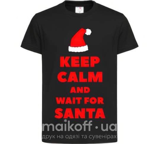 Детская футболка Keep calm and wait for Santa Черный фото