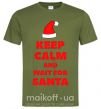 Мужская футболка Keep calm and wait for Santa Оливковый фото
