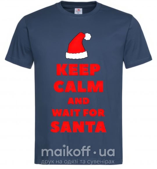 Мужская футболка Keep calm and wait for Santa Темно-синий фото