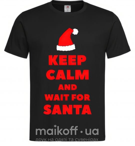 Чоловіча футболка Keep calm and wait for Santa Чорний фото