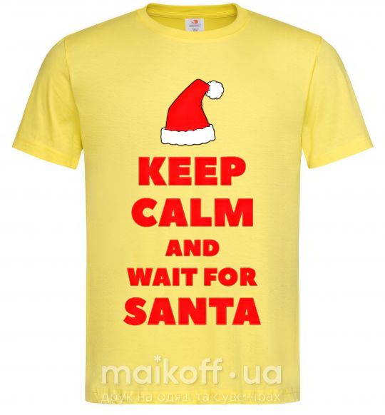 Мужская футболка Keep calm and wait for Santa Лимонный фото