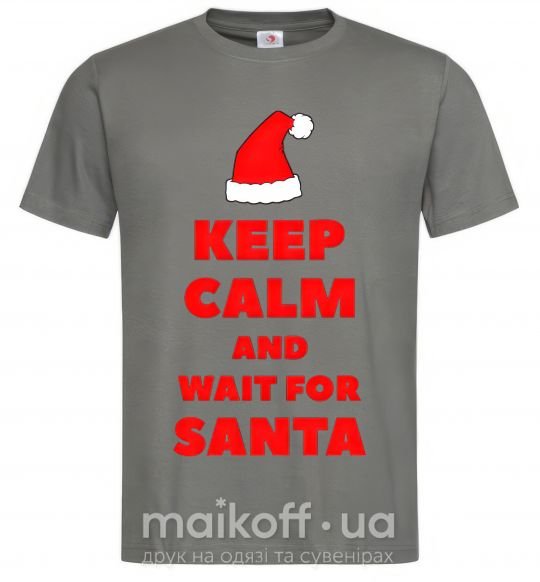 Мужская футболка Keep calm and wait for Santa Графит фото