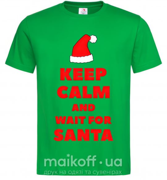 Чоловіча футболка Keep calm and wait for Santa Зелений фото