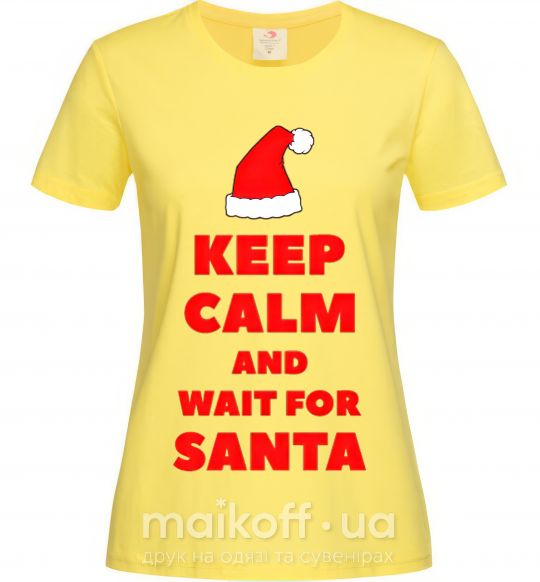 Жіноча футболка Keep calm and wait for Santa Лимонний фото