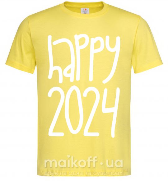 Мужская футболка Happy 2024 Лимонный фото