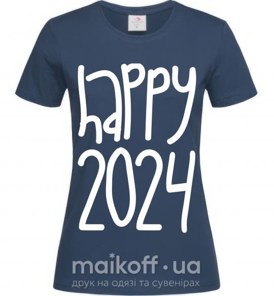 Жіноча футболка Happy 2024 Темно-синій фото