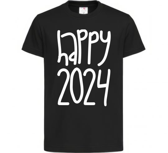 Детская футболка Happy 2024 Черный фото