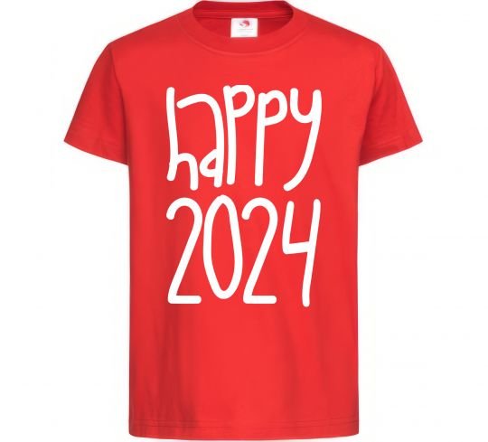 Детская футболка Happy 2024 Красный фото