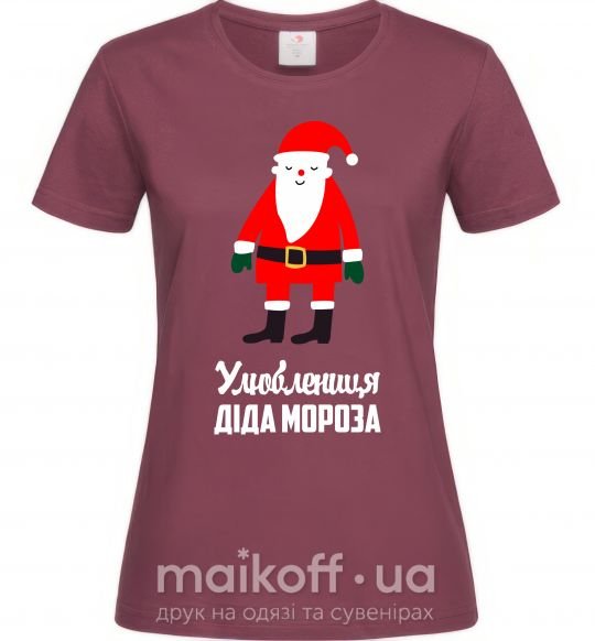 Жіноча футболка Улюблениця Діда Мороза Бордовий фото