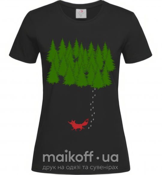 Жіноча футболка Forest and fox Чорний фото