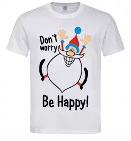 Мужская футболка Don't worry be happy Белый фото