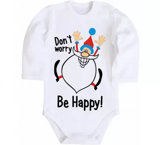 Детский боди Don't worry be happy Белый фото
