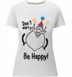 Женская премиум футболка Don't worry be happy Белый фото