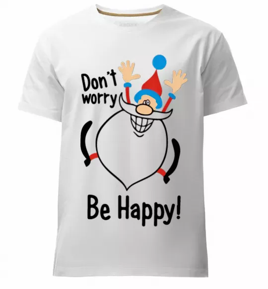Мужская премиум футболка Don't worry be happy Белый фото