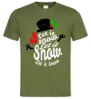 Чоловіча футболка Let it snow сніговик Оливковий фото