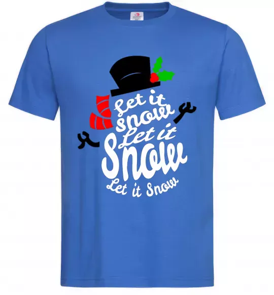 Чоловіча футболка Let it snow сніговик Яскраво-синій фото