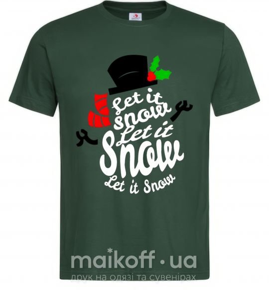 Мужская футболка Let it snow снеговик Темно-зеленый фото
