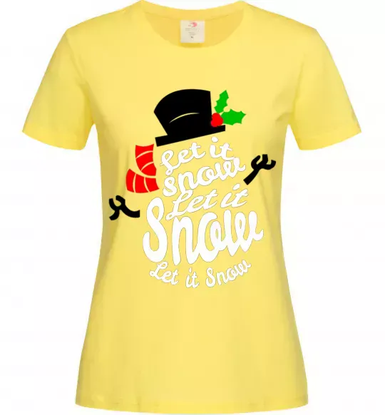 Женская футболка Let it snow сніговик Лимонный фото