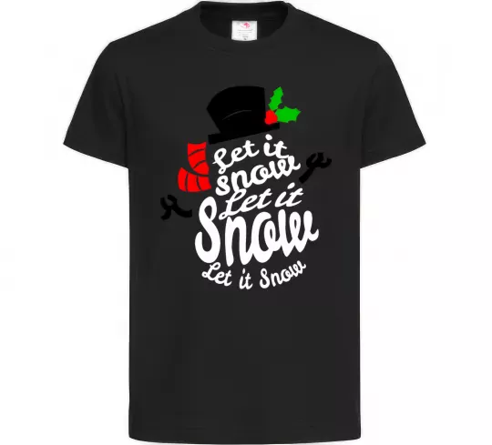 Детская футболка Let it snow сніговик Черный фото
