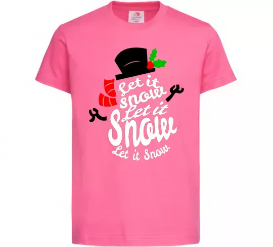 Детская футболка Let it snow сніговик Ярко-розовый фото
