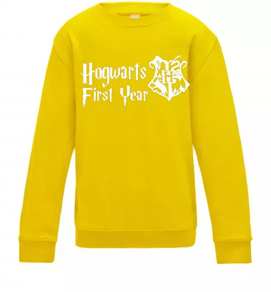 Детский Свитшот Hogwarts first year Солнечно желтый фото