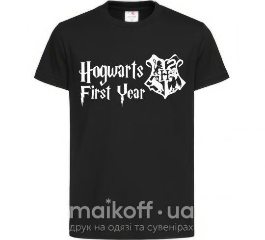 Дитяча футболка Hogwarts first year Чорний фото