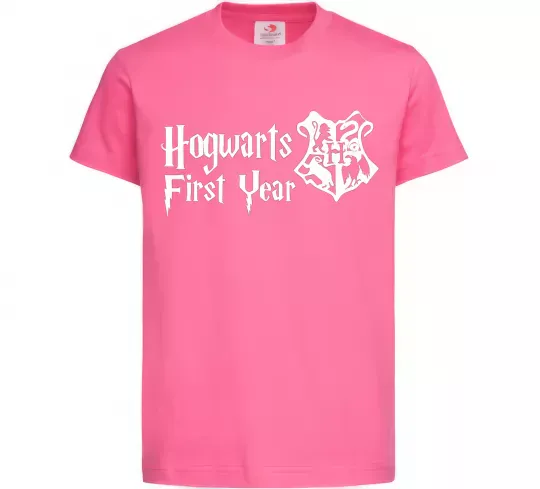 Детская футболка Hogwarts first year Ярко-розовый фото