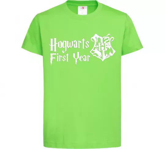 Детская футболка Hogwarts first year Лаймовый фото