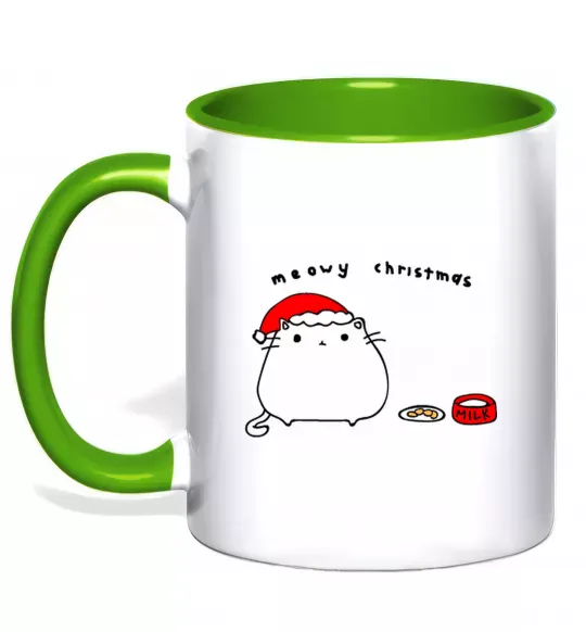 Чашка с цветной ручкой Meowy Christmas Зеленый фото