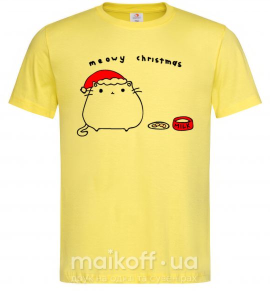 Мужская футболка Meowy Christmas Лимонный фото