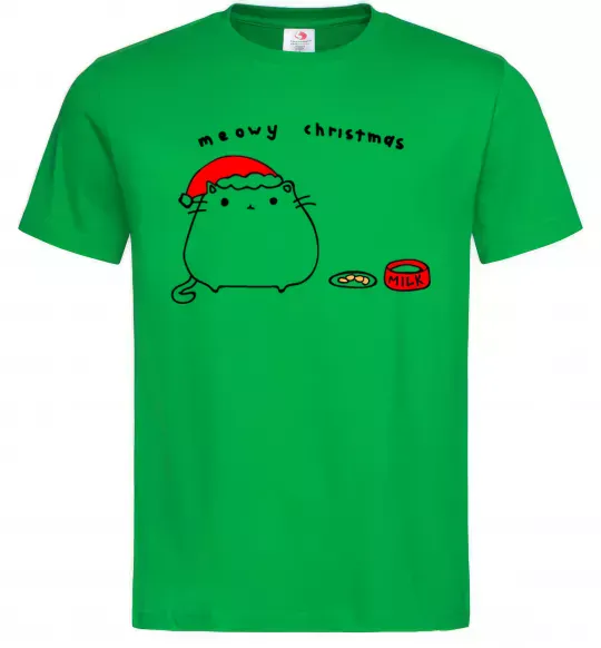 Чоловіча футболка Meowy Christmas Зелений фото