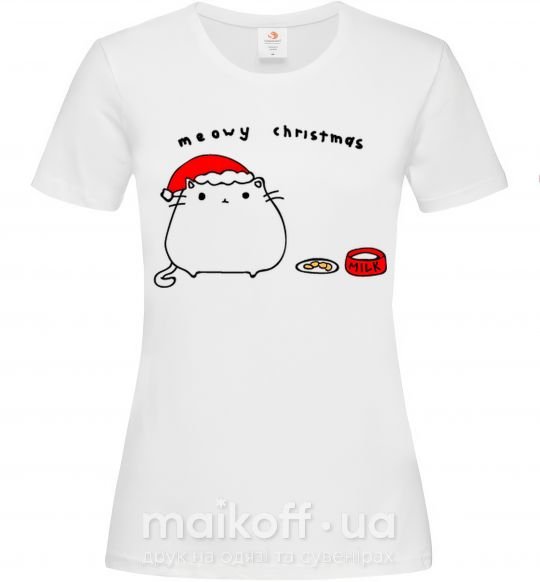 Женская футболка Meowy Christmas Белый фото
